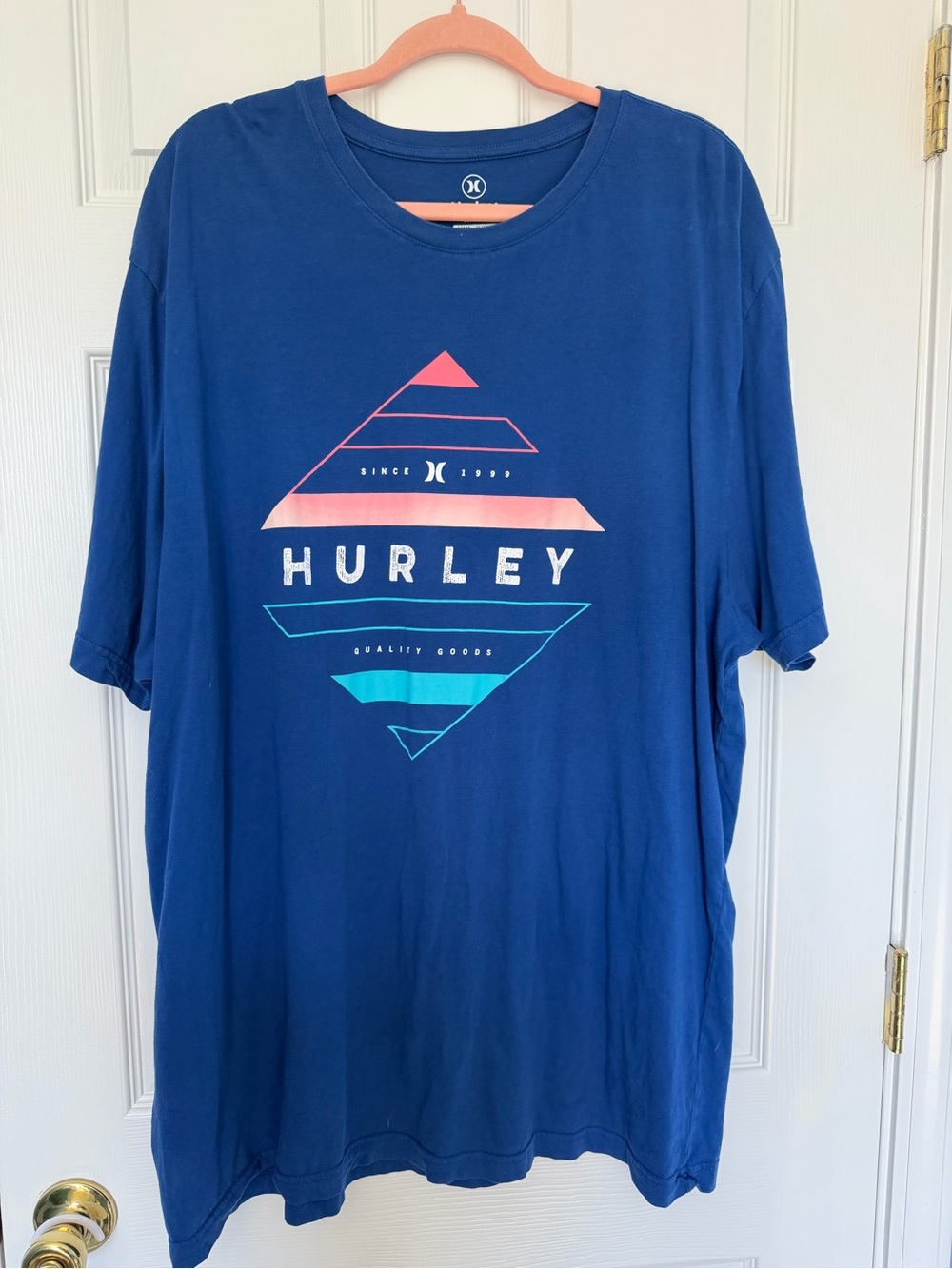 Men's Bright Blue Hurley Tee Shirt Size XXL